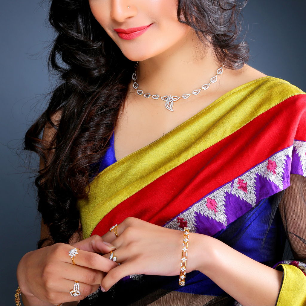 Woman wearing multiple rings